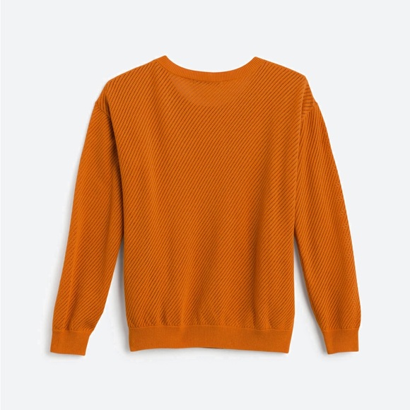 STITCHES&STRIPES Finie Drop Shoulder Mesh Pullover - Burnt Orange - Size Large - Picture 2 of 3